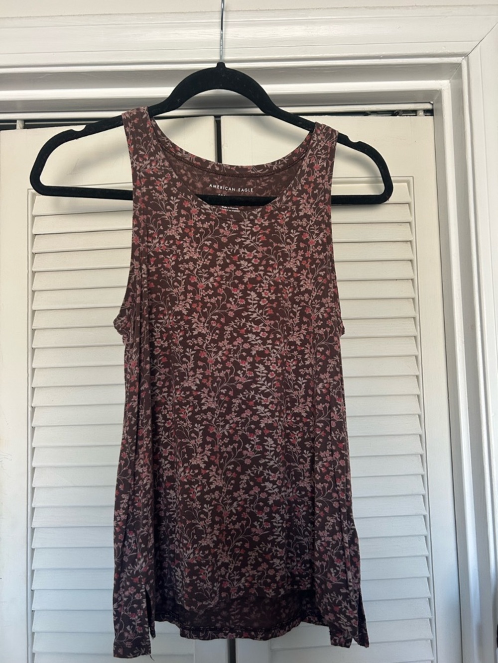 American Eagle Outfitters Women's Floral Tank Top — Brown and Pink